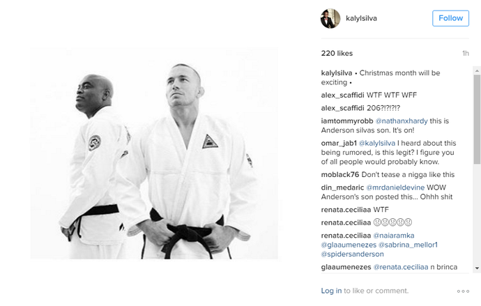 Postagem feita por Kalyl Silva, dando força ao rumor de que seu pai enfrentaria GSP no UFC 206 (Foto: Instagram @KalylSilva)